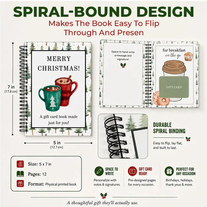 🎅Christmas Gift Card Book, DIY Spiral-Bound Christmas Gift Card Holder Book🎁Personalized Xmas Gifts for Family, Festive & Party Supplies