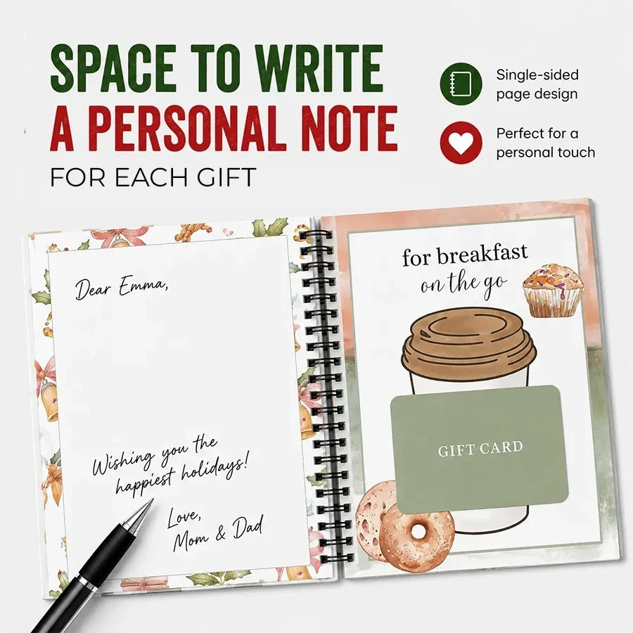 🎅Christmas Gift Card Book, DIY Spiral-Bound Christmas Gift Card Holder Book🎁Personalized Xmas Gifts for Family, Festive & Party Supplies