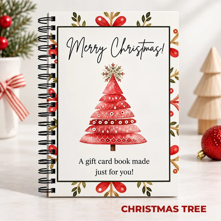 🎅Christmas Gift Card Book, DIY Spiral-Bound Christmas Gift Card Holder Book🎁Personalized Xmas Gifts for Family, Festive & Party Supplies