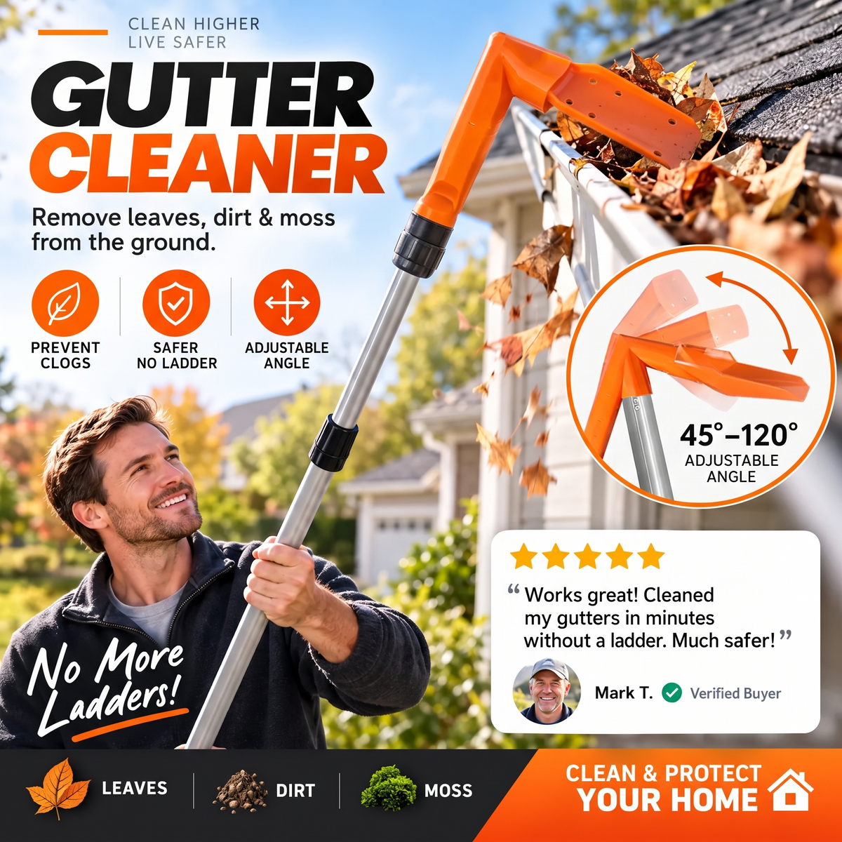 🔧 LIMITED‑TIME 50% OFF! ✨ No-Climb Gutter Cleaning Tool