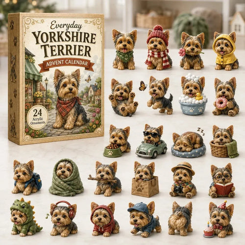 💥✨Yorkshire Terrier 2D Advent Calendar – 24 Unique Yorkie Acrylic Ornaments & Daily Christmas Surprises