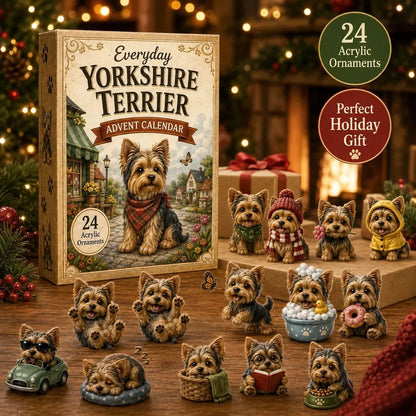 💥✨Yorkshire Terrier 2D Advent Calendar – 24 Unique Yorkie Acrylic Ornaments & Daily Christmas Surprises