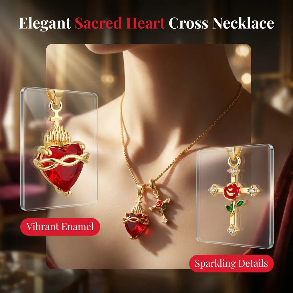 💝 Elegant Sacred Heart Cross Necklace