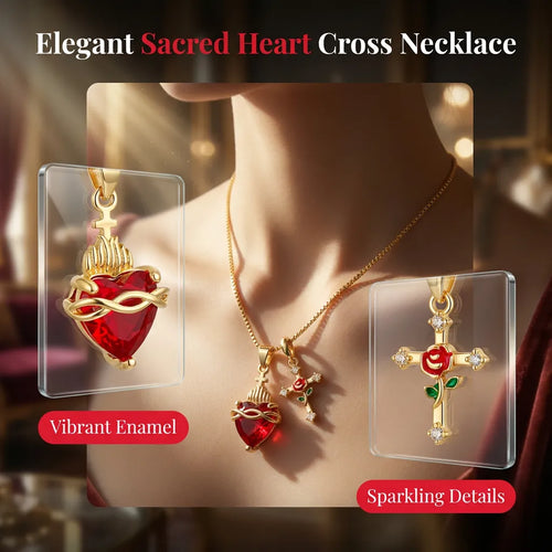 💝 Elegant Sacred Heart Cross Necklace