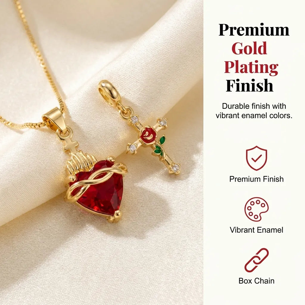 💝 Elegant Sacred Heart Cross Necklace