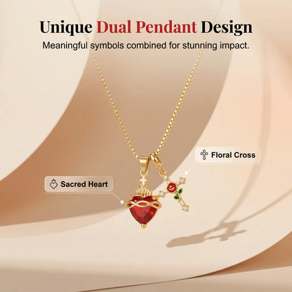 💝 Elegant Sacred Heart Cross Necklace