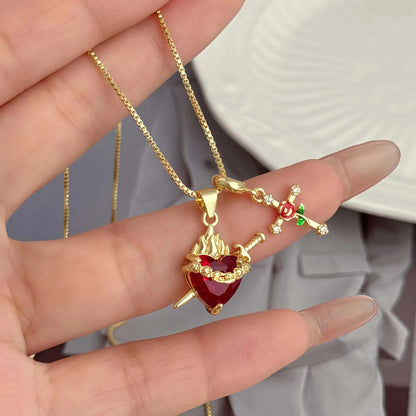 💝 Elegant Sacred Heart Cross Necklace