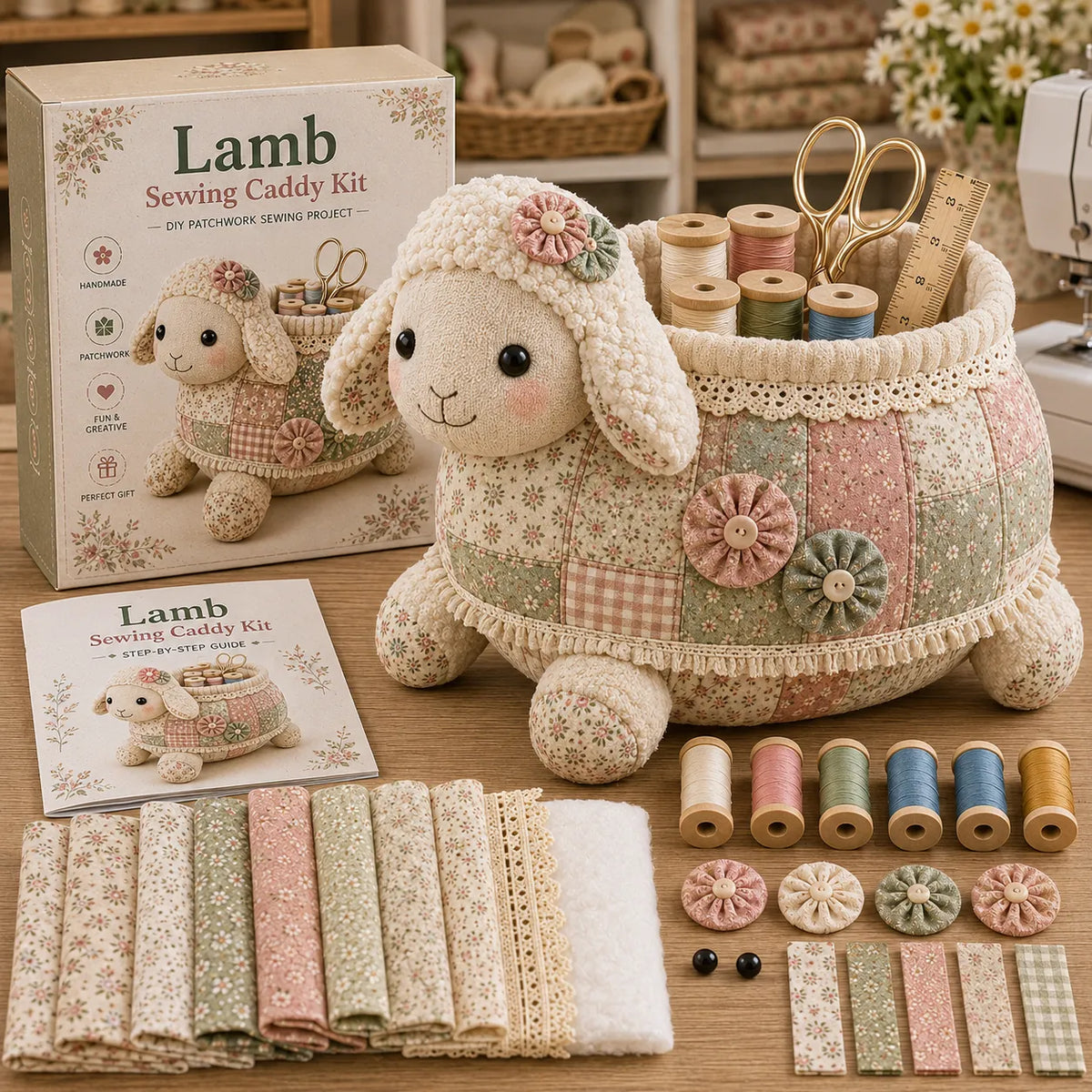🧵 DIY Patchwork Animal Sewing Caddy Kit