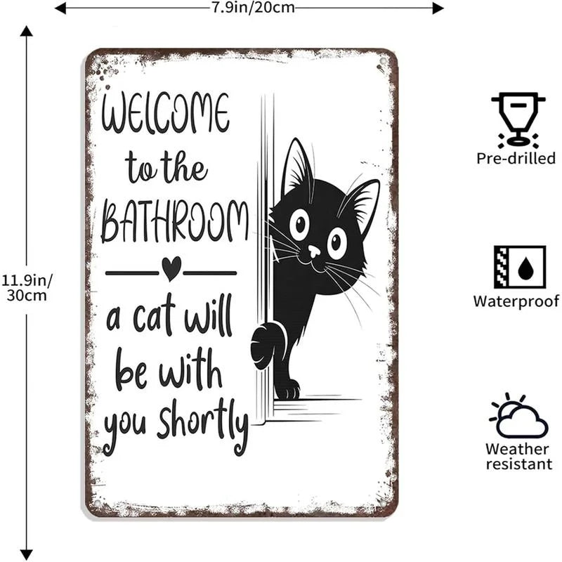 Vintage Black & White Cat Wall Art