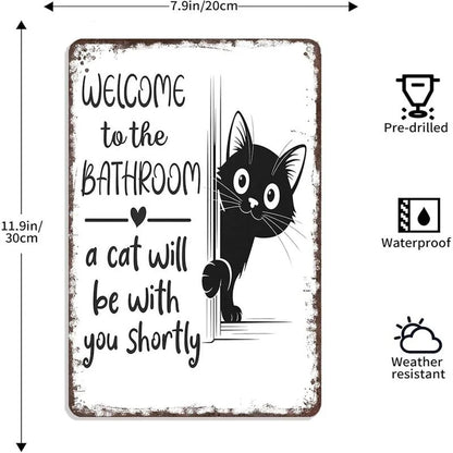 Vintage Black & White Cat Wall Art