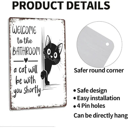 Vintage Black & White Cat Wall Art