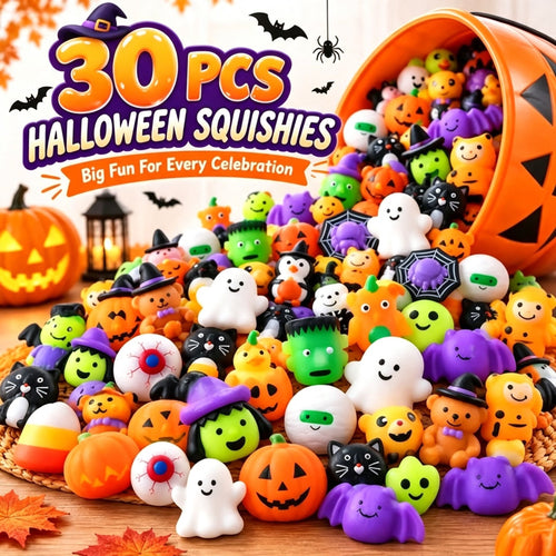 🔥Last Day 50% OFF - 🎃 30PCS Halloween Mini Squishy Toys for Kids（With pumpkin bucket）