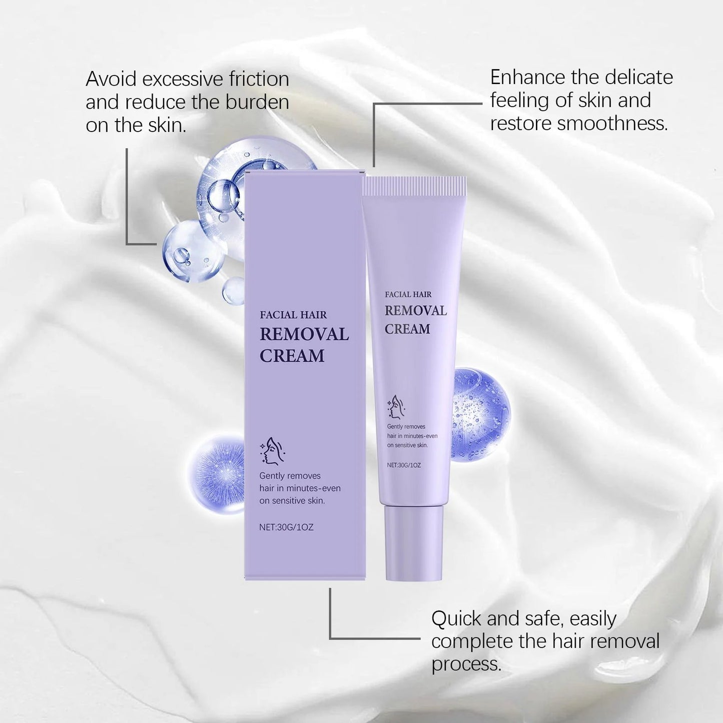 Gentle and Painless Facial Hair Removal Cream