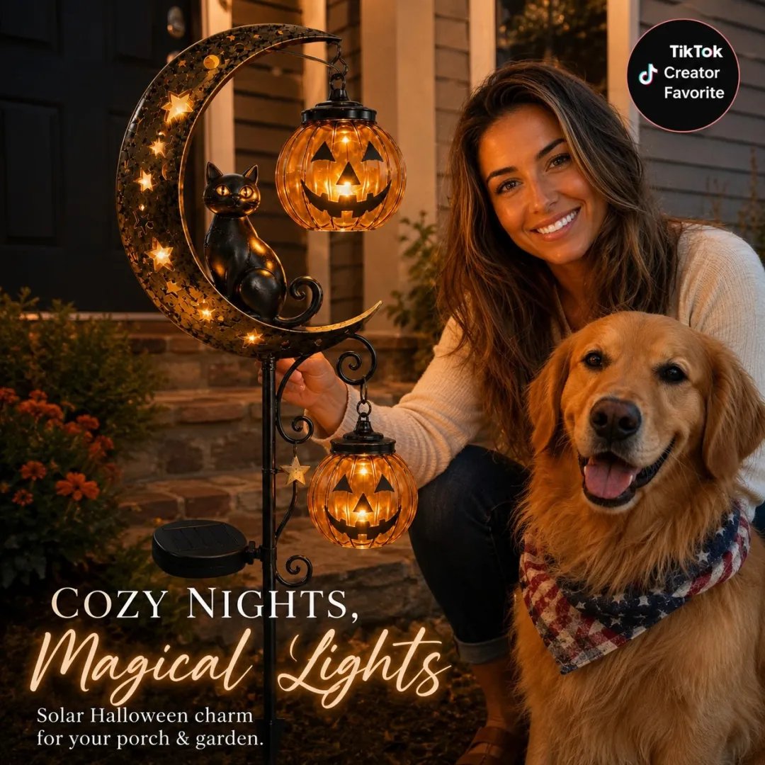 🐈‍⬛🌙Halloween Early Bird Special Sale 49% OFF-Pumpkin Moon Garden Stake Light🎃