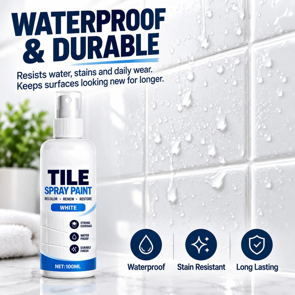 🎨 Tile Renewal Spray Paint | 100ml 3 Colors