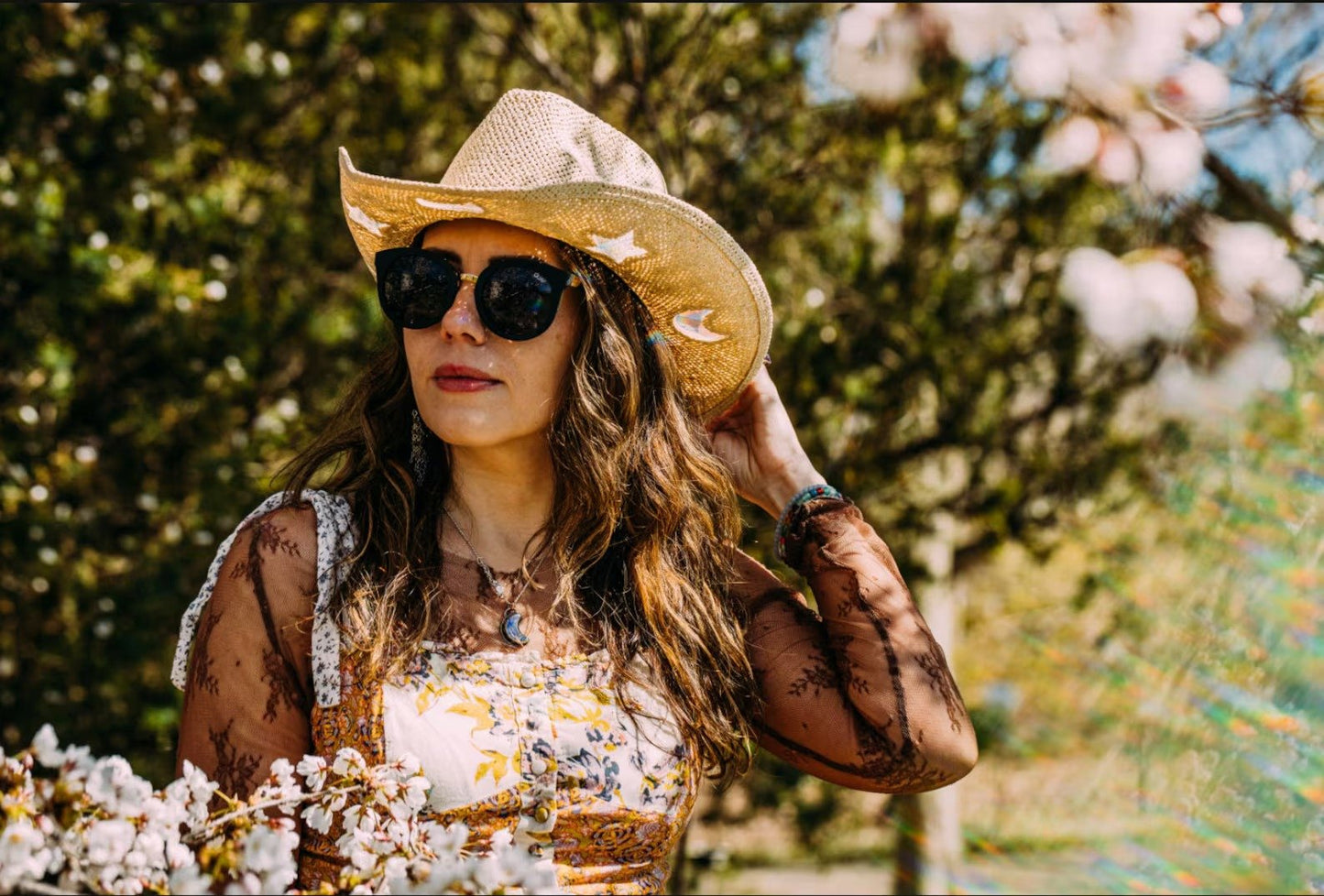 🌙🧡 Suncatcher Cowgirl Straw Prism Hat