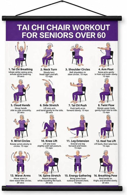🔥Tai Chi Chair Workout Chart for Seniors (16 x 24 inches)