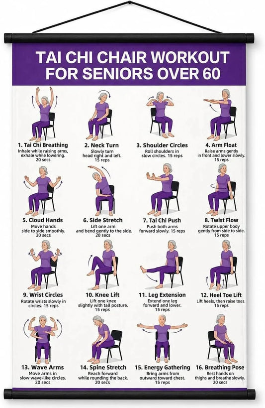 🔥Tai Chi Chair Workout Chart for Seniors (16 x 24 inches)