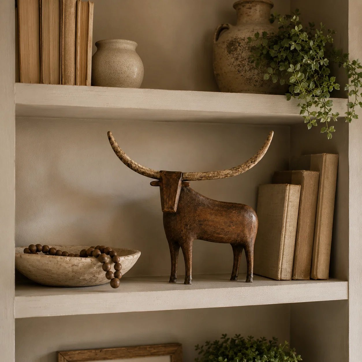 Vintage Longhorn Bull Sculpture