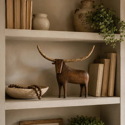 Vintage Longhorn Bull Sculpture