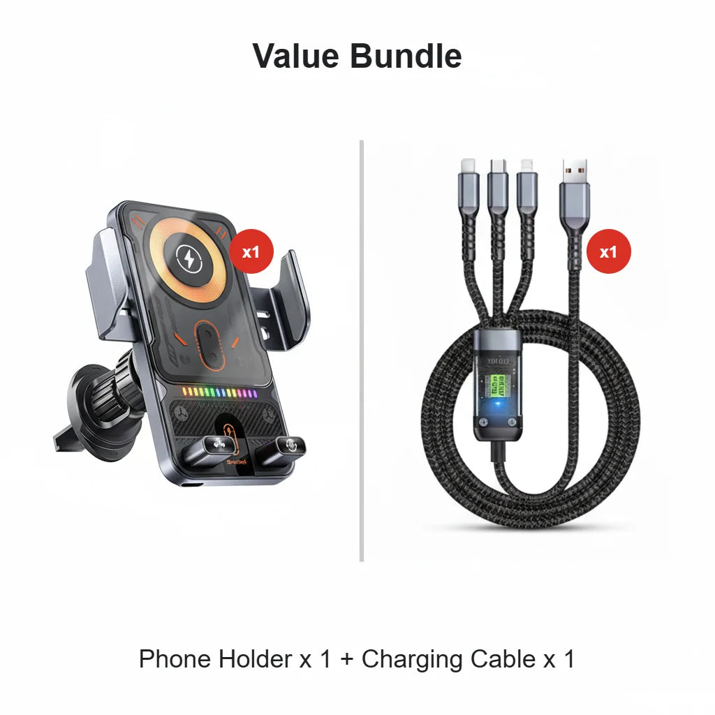🔥HOT SALE 50% OFF🎁⚡Over 50K sold! 📱Smart 2-in-1 Car Rotating Mobile Phone Holder & Wireless Charger⚡