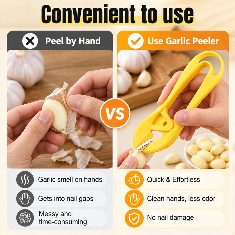 Manual Garlic Peeler With Serrated Jaws