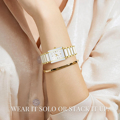 ⌚fashion Ceramic Square Quartz Watch