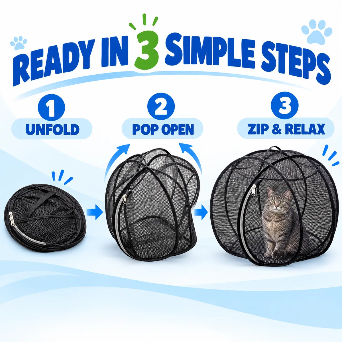 🐱🌿 Freshair Cat Haven – Pop-up Mesh Playpen