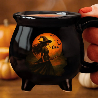 Witch Cauldron Coffee Mug - Personalized Halloween Witchy Gifts For Besties, Sisters, BFF, Family, Yourself - Witching You A Wicked Brew