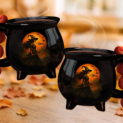 Witch Cauldron Coffee Mug - Personalized Halloween Witchy Gifts For Besties, Sisters, BFF, Family, Yourself - Witching You A Wicked Brew