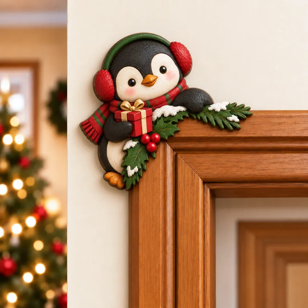 🎅 3D Sculpted Christmas Peekaboo Door Frame Corner Decor