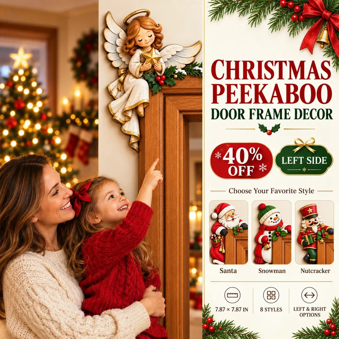 🎅 3D Sculpted Christmas Peekaboo Door Frame Corner Decor
