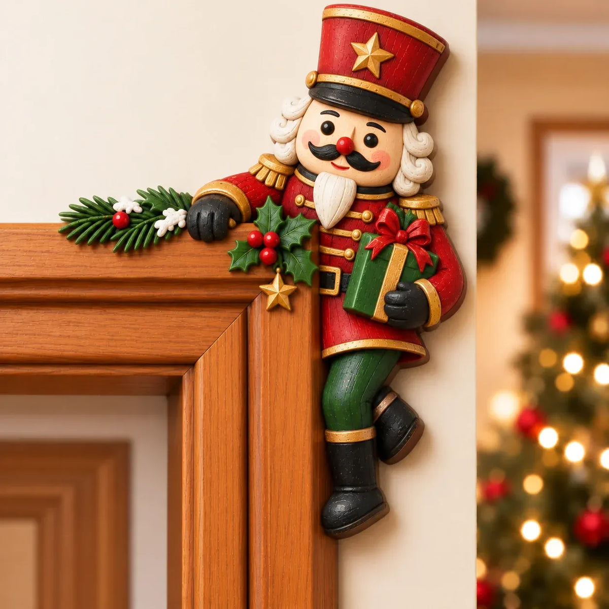 🎅 3D Sculpted Christmas Peekaboo Door Frame Corner Decor