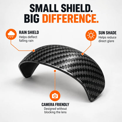 Carbon Fiber Car Backup Camera Rain & Glare Shield – Universal Protective Sun Visor