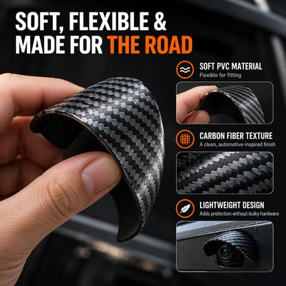 Carbon Fiber Car Backup Camera Rain & Glare Shield – Universal Protective Sun Visor