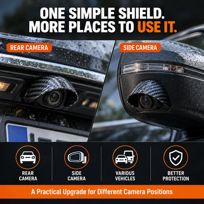 Carbon Fiber Car Backup Camera Rain & Glare Shield – Universal Protective Sun Visor