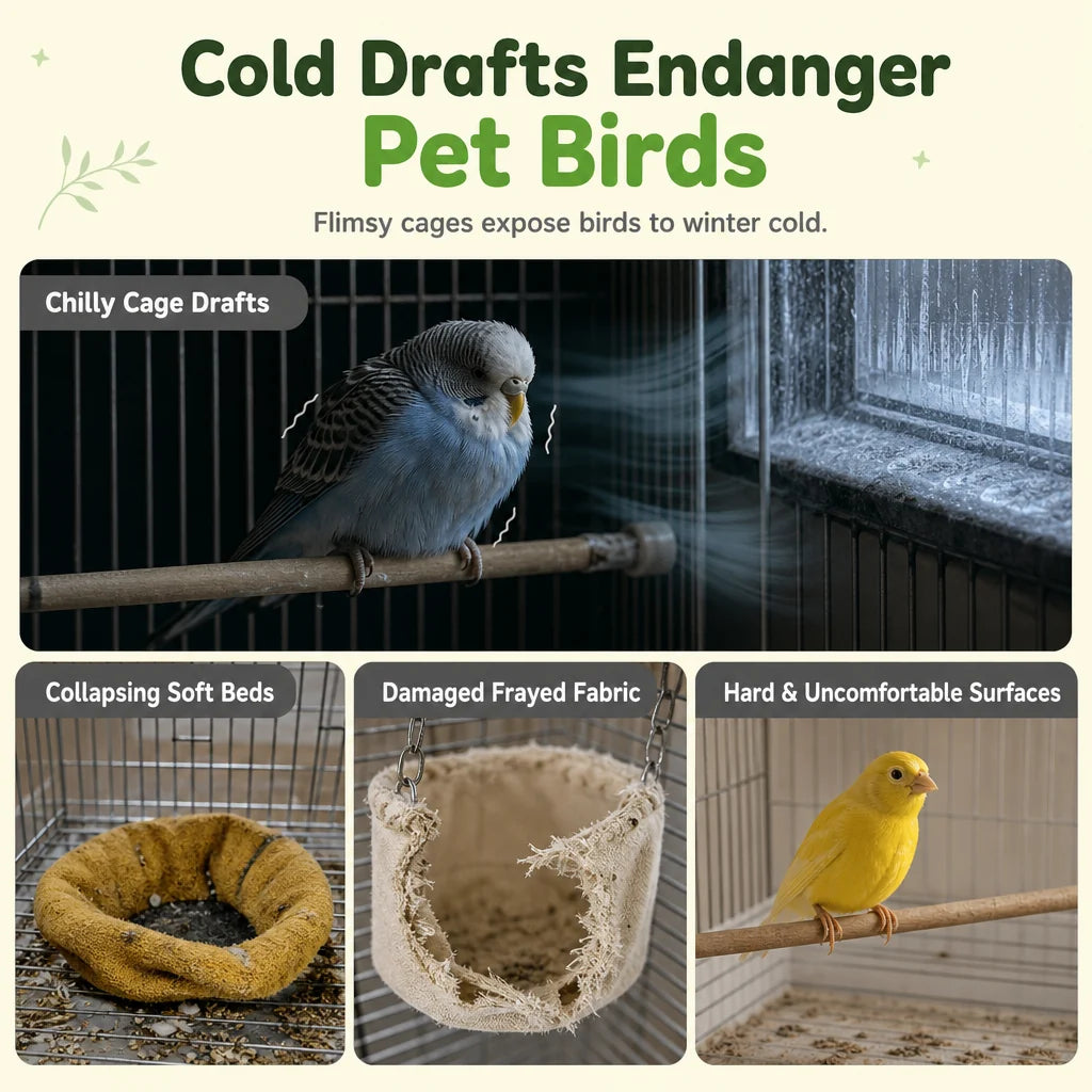 🐦 Limited-time 50% Off! 🧶 Warm Winter Bird Hanging Hammock – Cozy, Soft, Cage Decor ✨