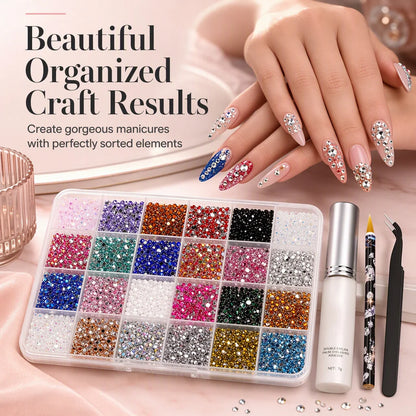 24-Grid Nail Art Rhinestone Set