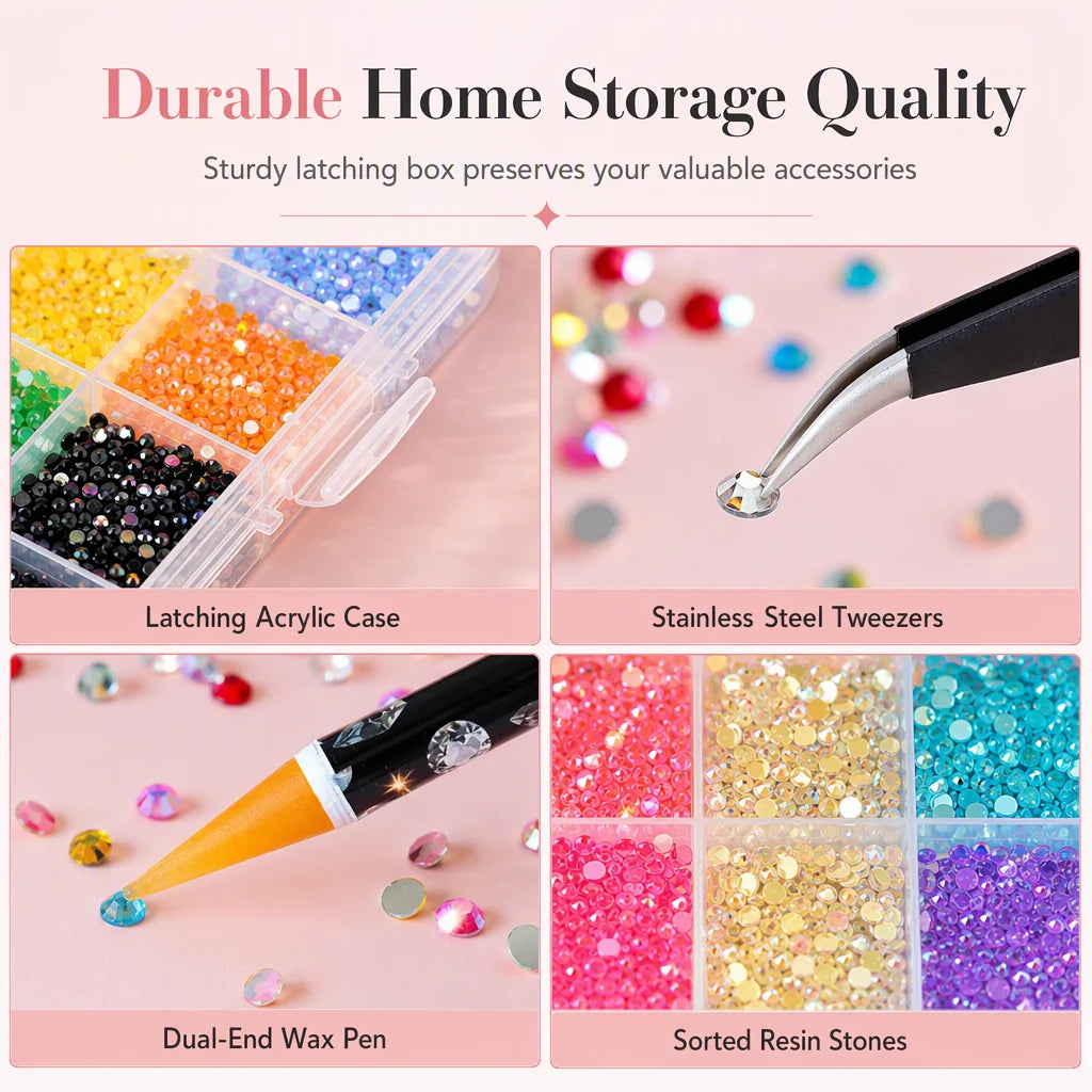 24-Grid Nail Art Rhinestone Set