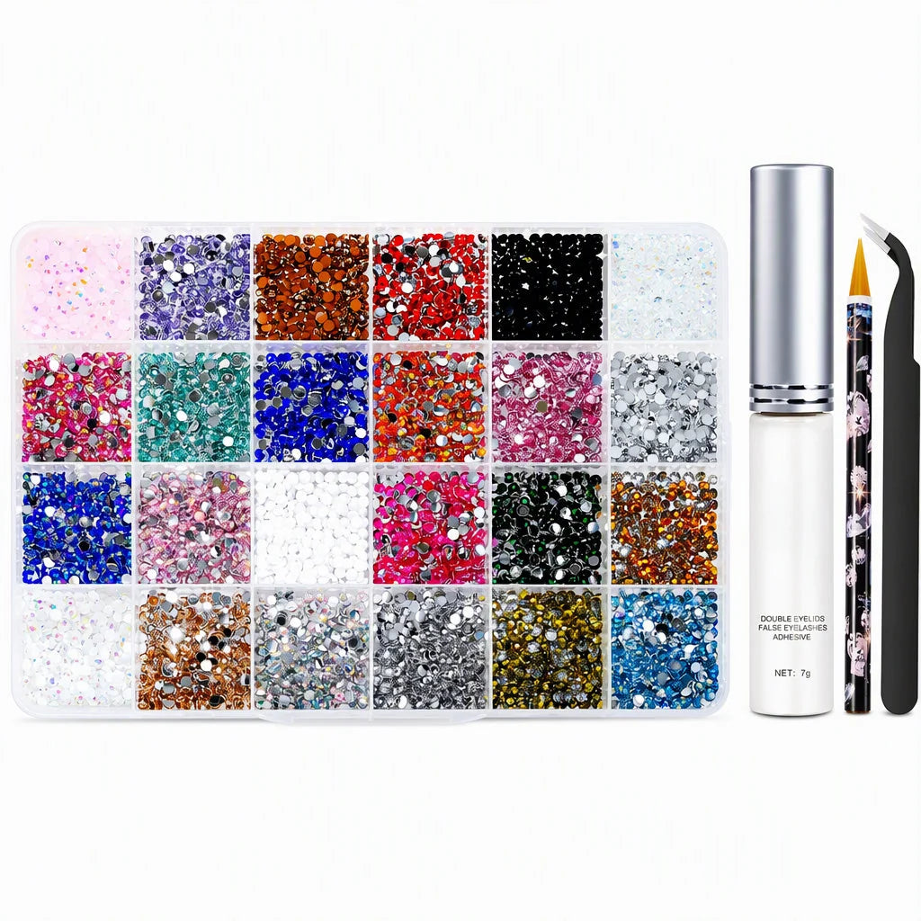 24-Grid Nail Art Rhinestone Set