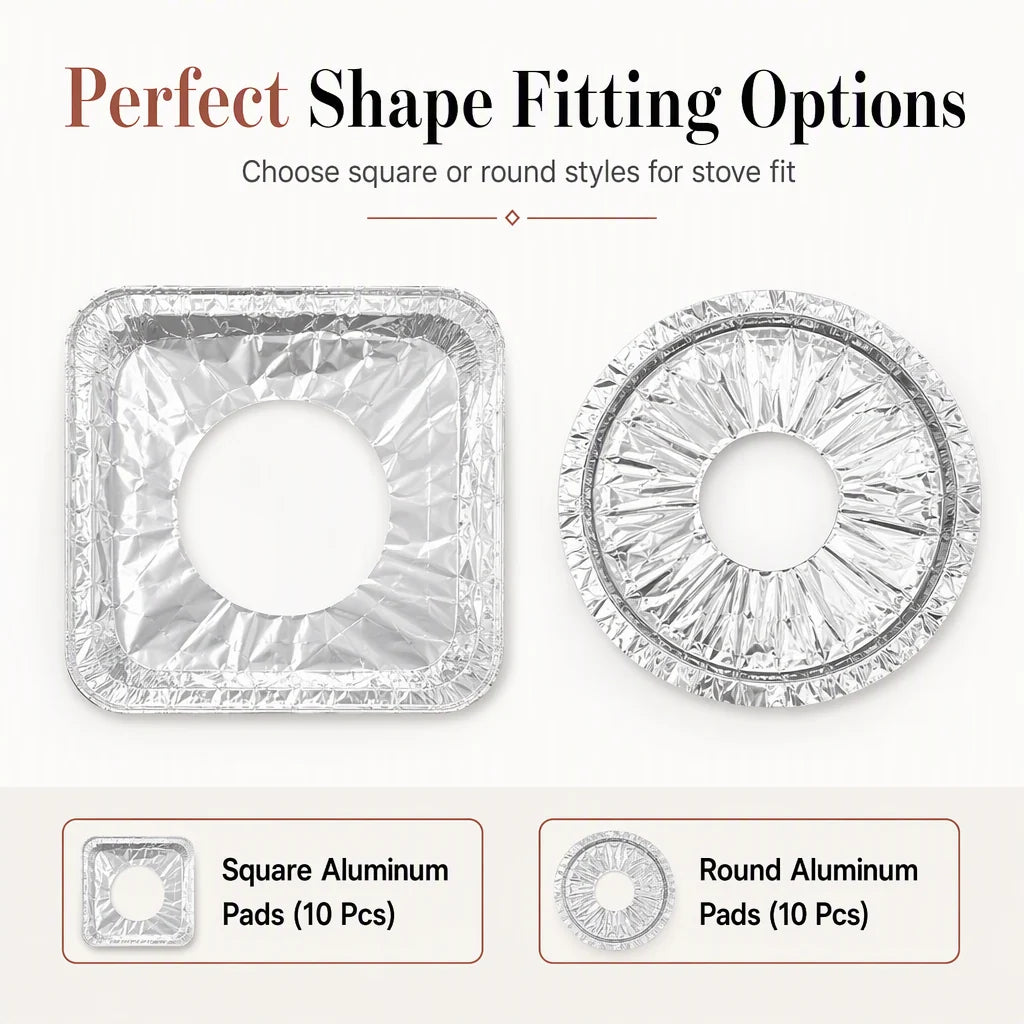 ⏳ Limited-Time Offer! ⏰ 10-Pack Heavy-Duty Foil Gas Stove Burner Liners – Keep Your Hob Clean & Protected with Deep Well Spill Capture 🍳