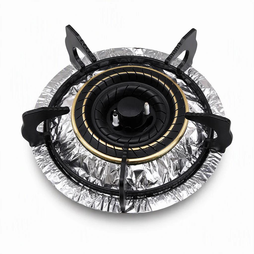 ⏳ Limited-Time Offer! ⏰ 10-Pack Heavy-Duty Foil Gas Stove Burner Liners – Keep Your Hob Clean & Protected with Deep Well Spill Capture 🍳