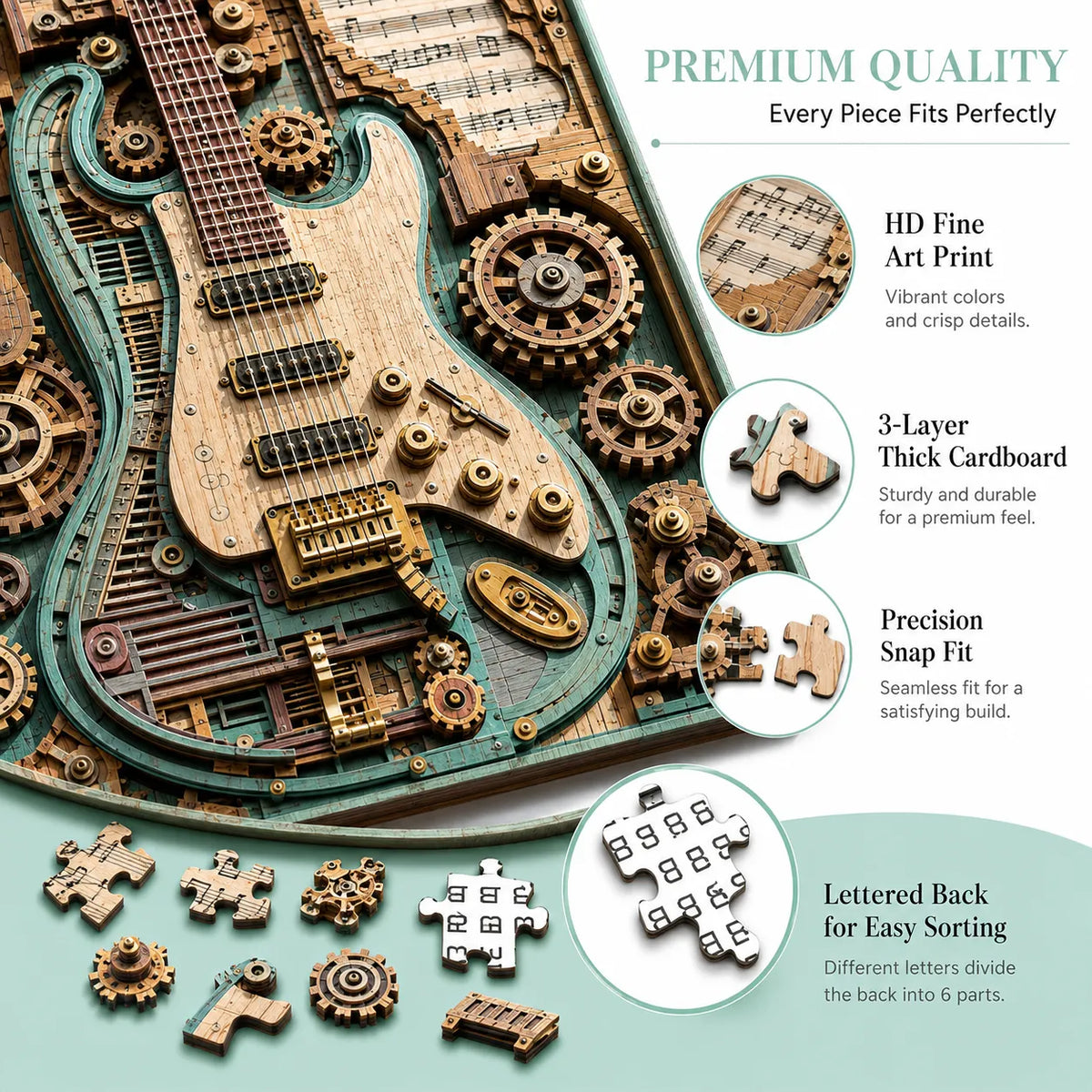 🧩creative Steampunk Guitar 3d Puzzle