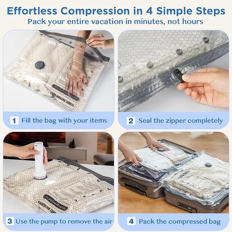 🎁 Cordless Travel Vacuum Storage Compression Bag Set