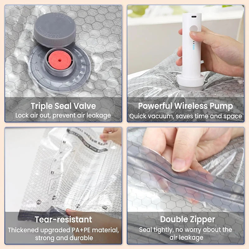 🎁 Cordless Travel Vacuum Storage Compression Bag Set