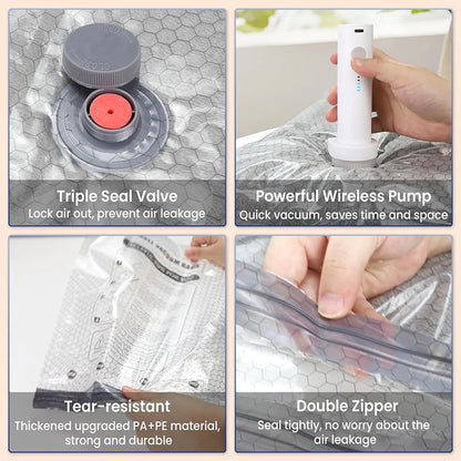 🎁 Cordless Travel Vacuum Storage Compression Bag Set