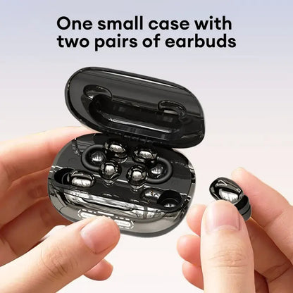 🎧 3-in-1 Wireless Earbuds with Power Bank Charging Case – Clip-On & Sleep Bluetooth Headphones with 4 Earbuds, Noise Cancellation, IPX5 Water Resistant for Sports & Sleep