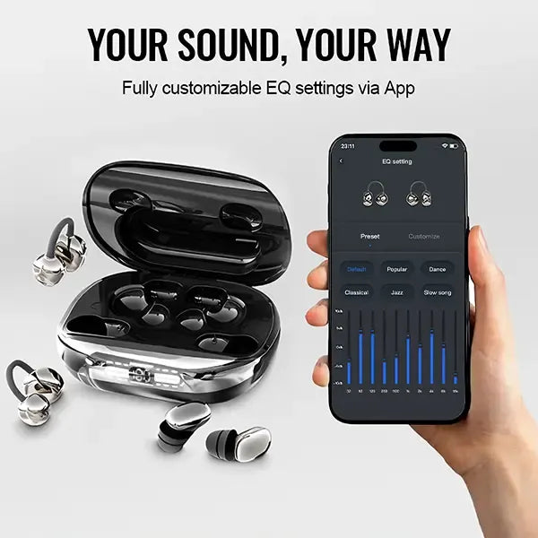 🎧 3-in-1 Wireless Earbuds with Power Bank Charging Case – Clip-On & Sleep Bluetooth Headphones with 4 Earbuds, Noise Cancellation, IPX5 Water Resistant for Sports & Sleep