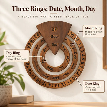 📅Wooden Perpetual Calendar – Rotating Wall Calendar
