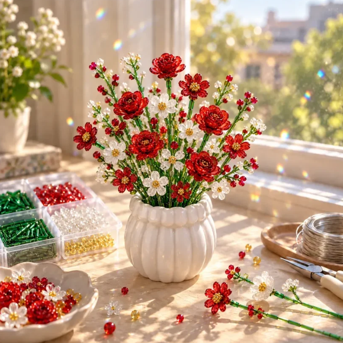 🌼✨DIY Beaded Wildflower Bouquet Kit – Handmade Crystal Flower Craft Set🌸✨
